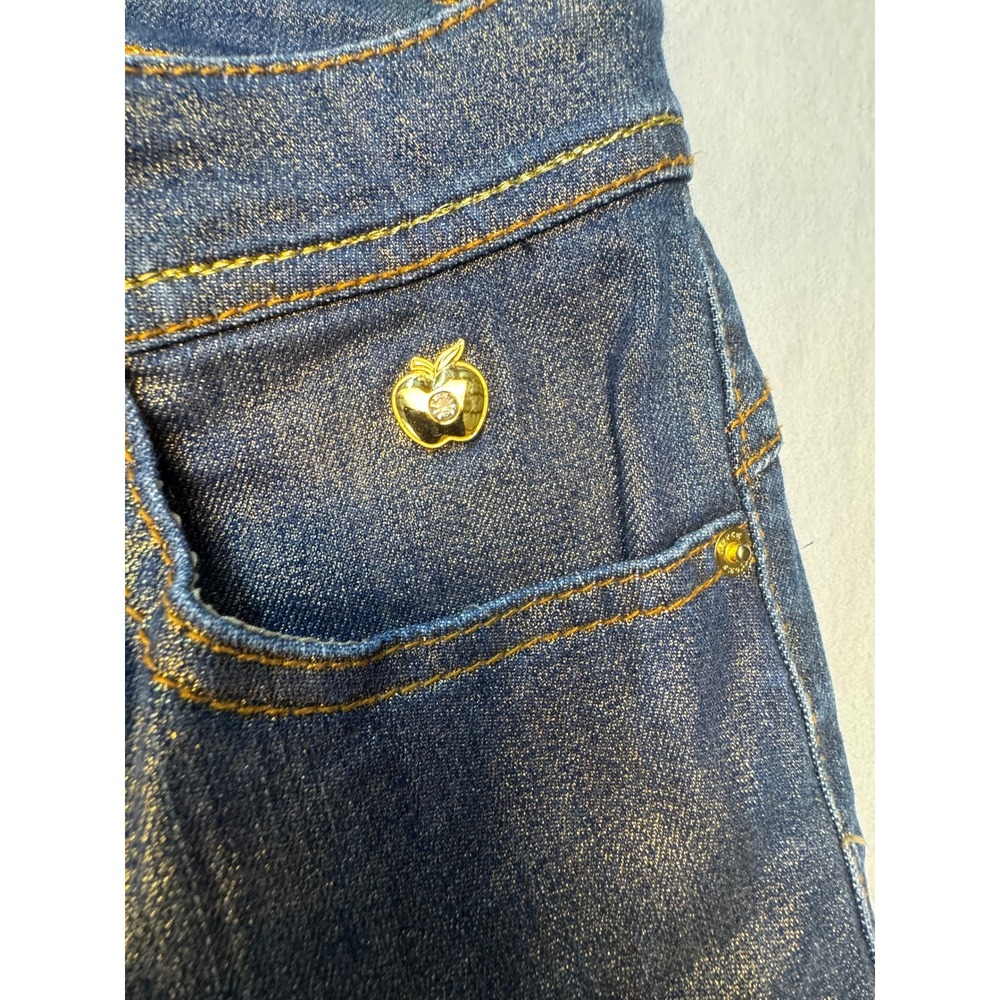 Apple Bottoms Gold Shimmer Metallic Dark Wash Straight Leg Jeans Womens 11/12 - Picture 3 of 16